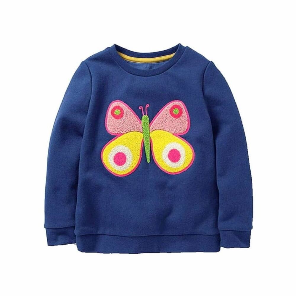 Mini Boden Navy blue butterfly sweatshirt sz 4-5yo